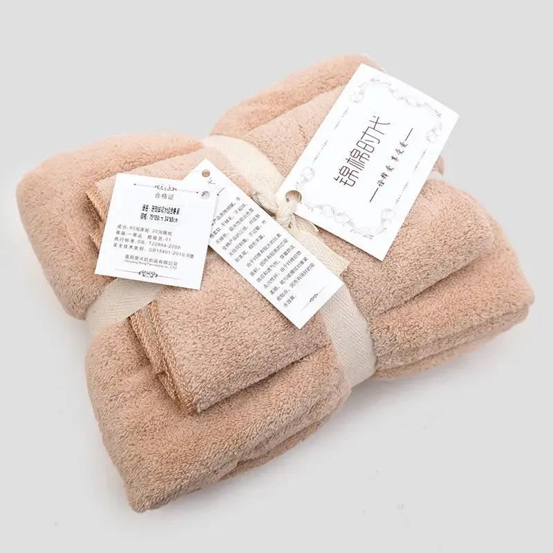 Coral velvet bath towel gift set