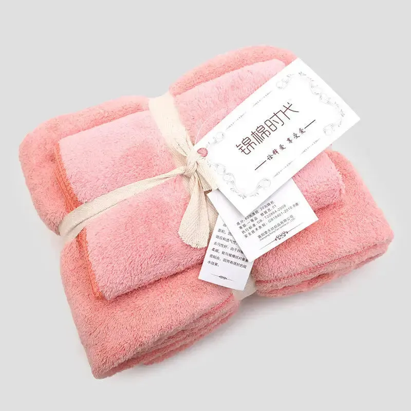 Coral velvet bath towel gift set