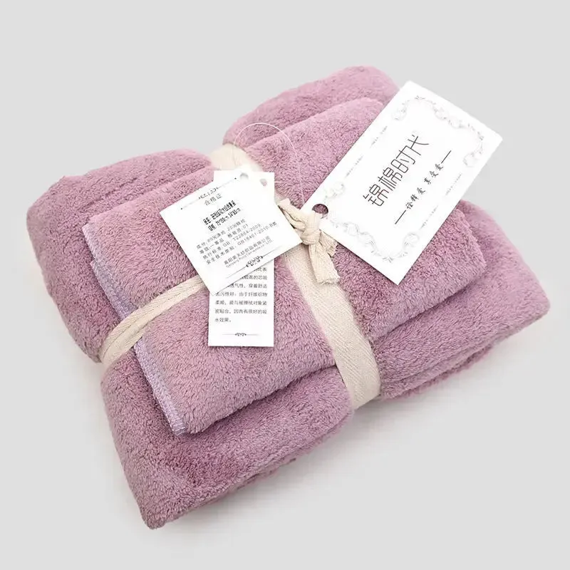 Coral velvet bath towel gift set