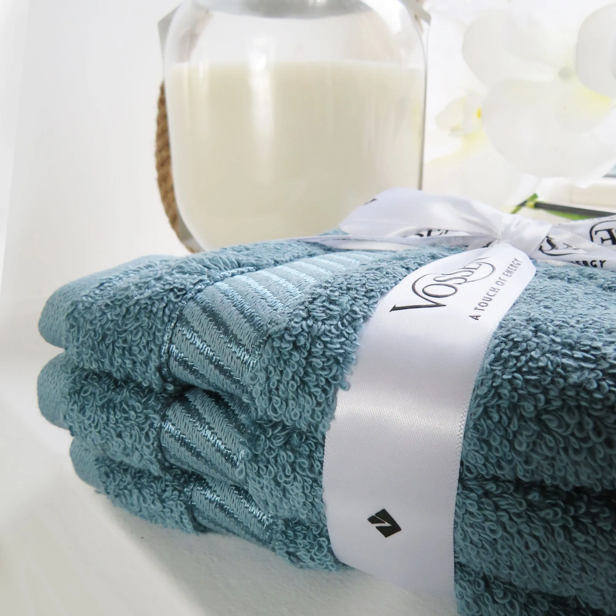 Cosmos Blue Cotton Terry Guest Towel Bundle - Set of 3