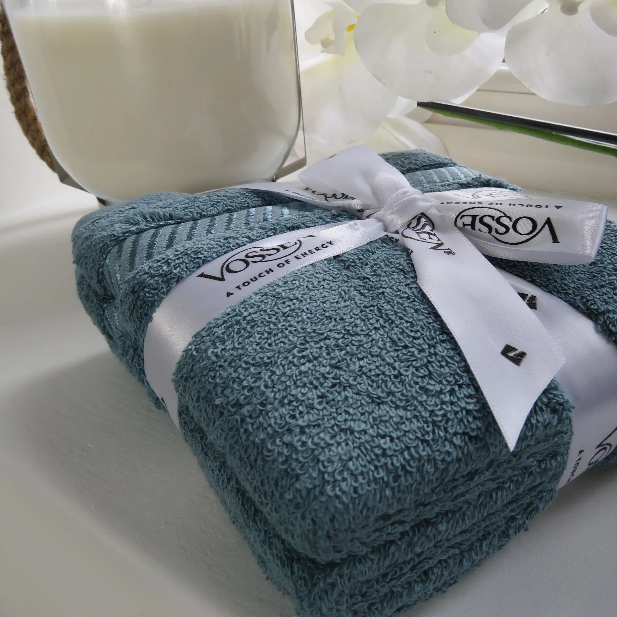 Cosmos Blue Cotton Terry Guest Towel Bundle - Set of 3