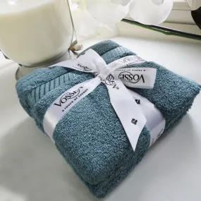 Cosmos Blue Cotton Terry Guest Towel Bundle - Set of 3