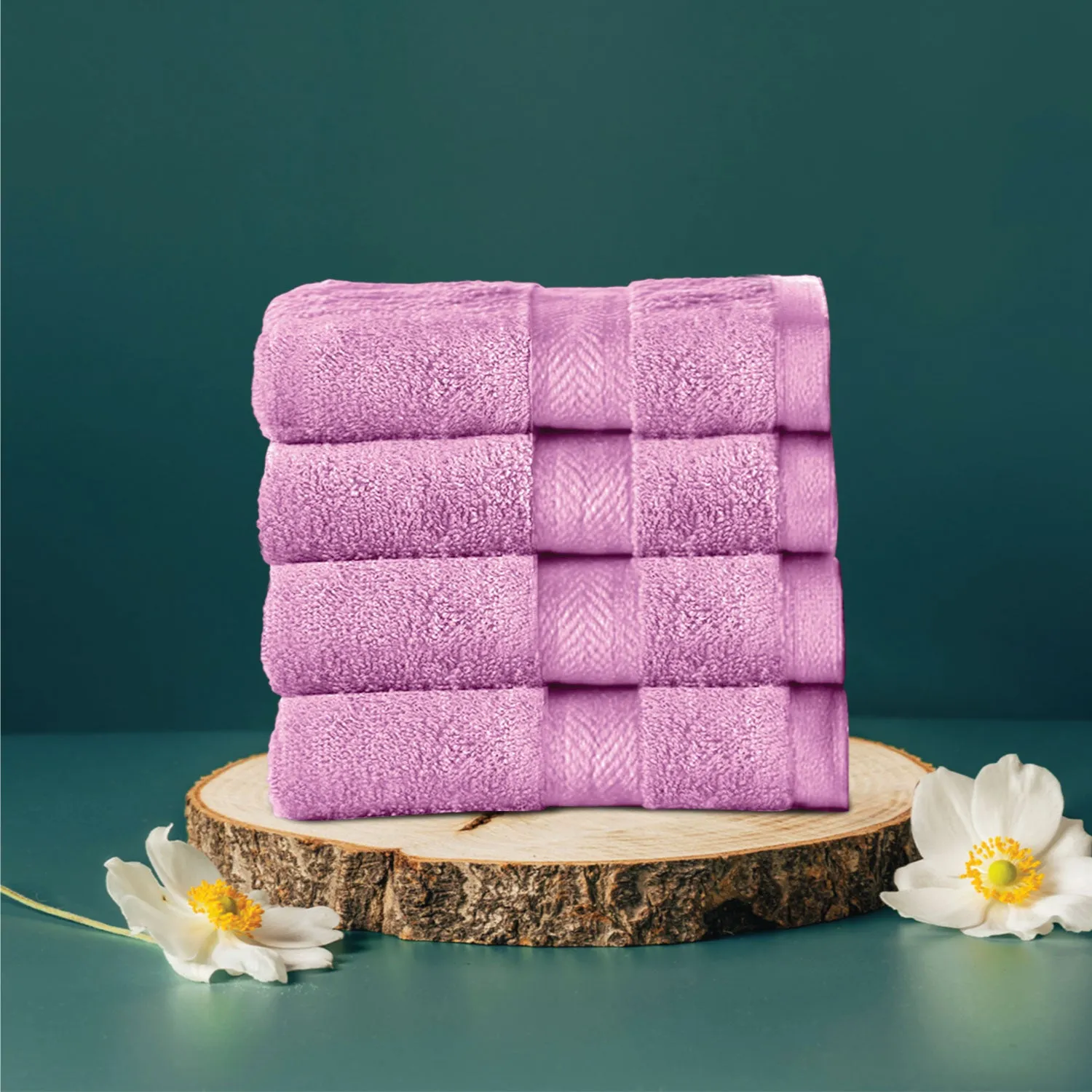 Cotton Face Towel 30x30 CM 4 Piece Set-Soft Feel, Quick Dry, Highly Absorbent Durable Towels