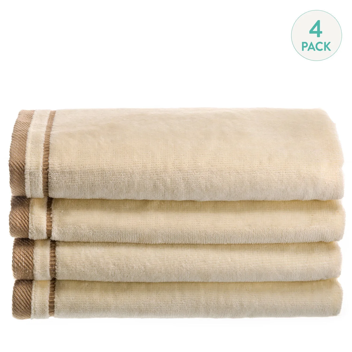 Cotton velour Set of 4 Towels - Ivory  (Wholesale)