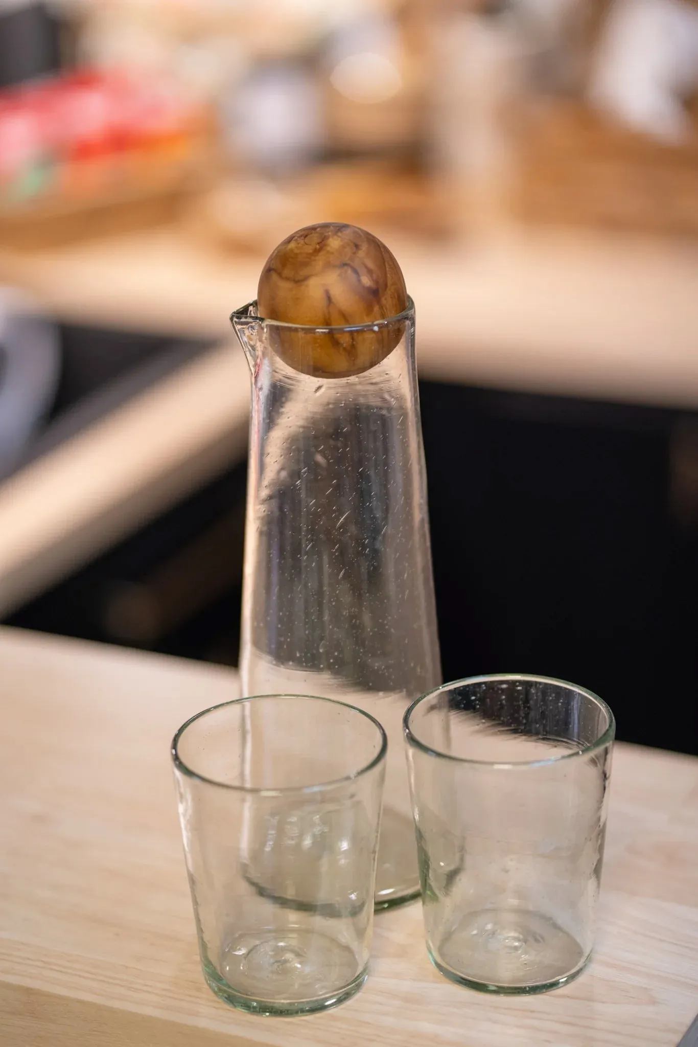 Crystal Carafe with Wooden Stopper