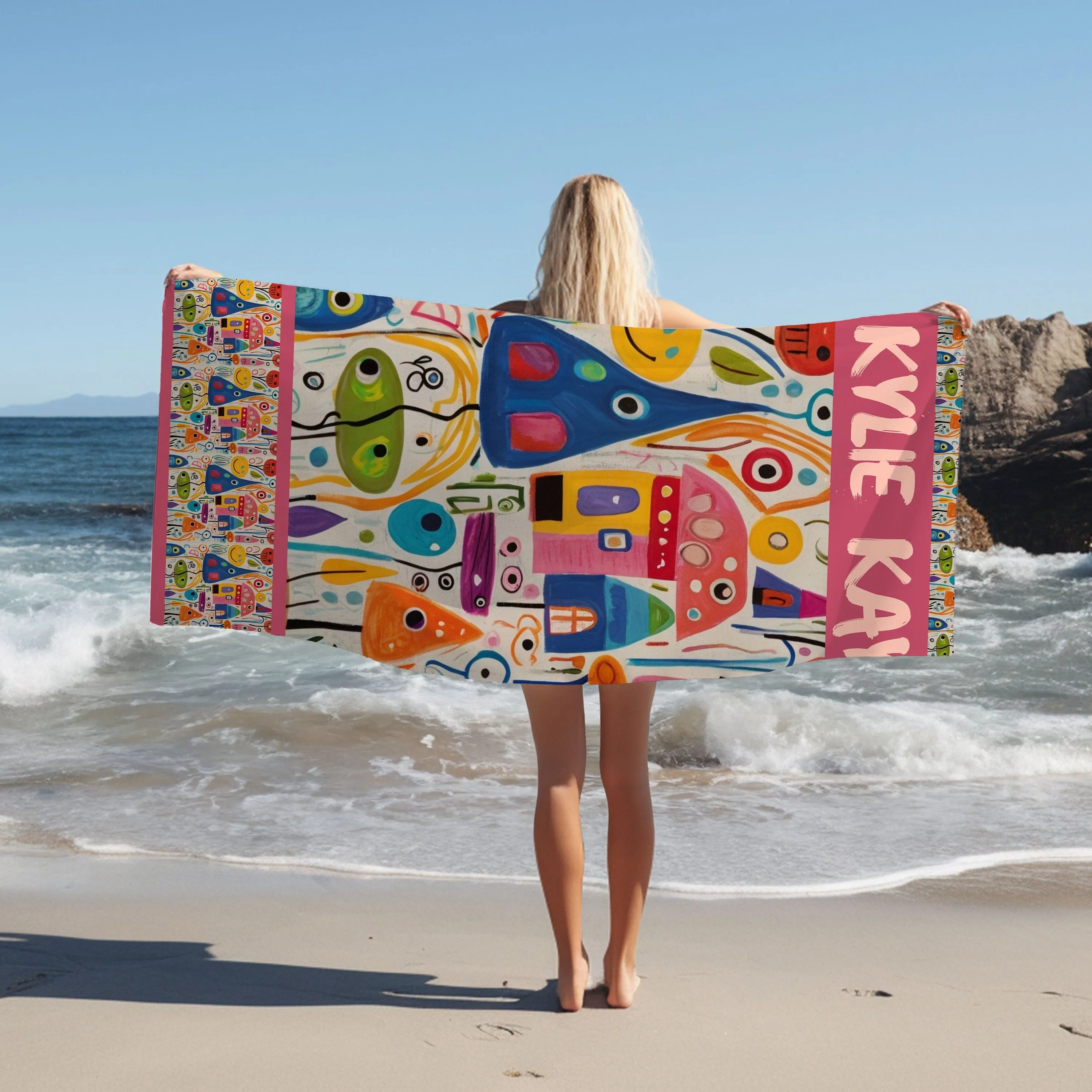 Custom Summer Vibes Beach Towel