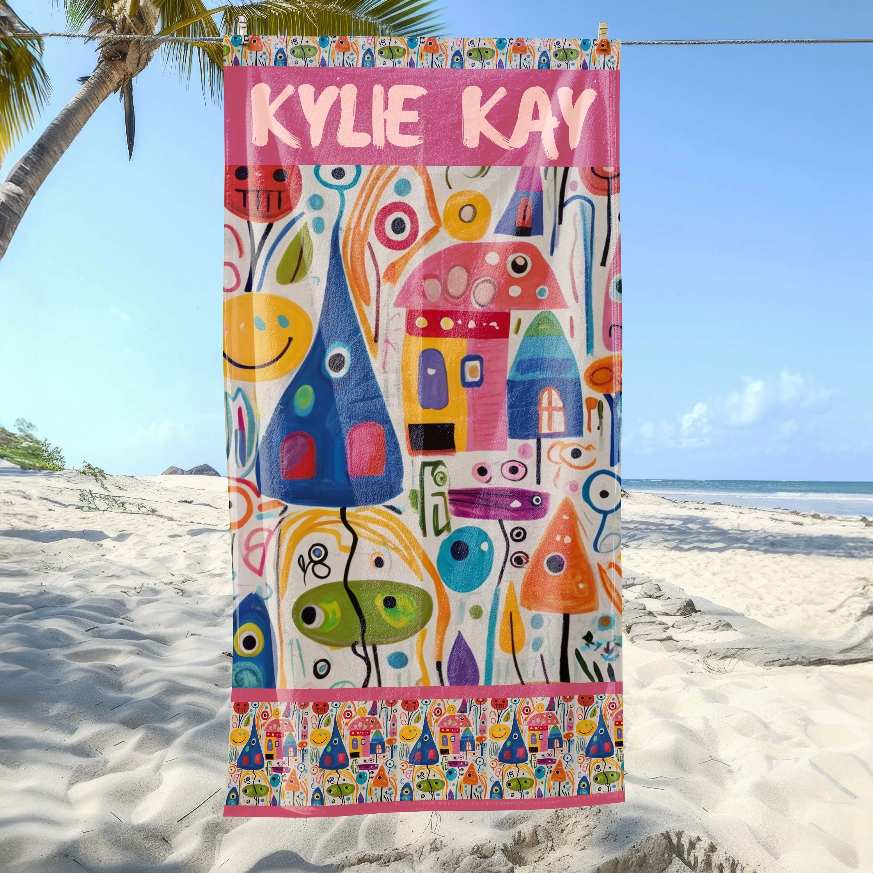 Custom Summer Vibes Beach Towel