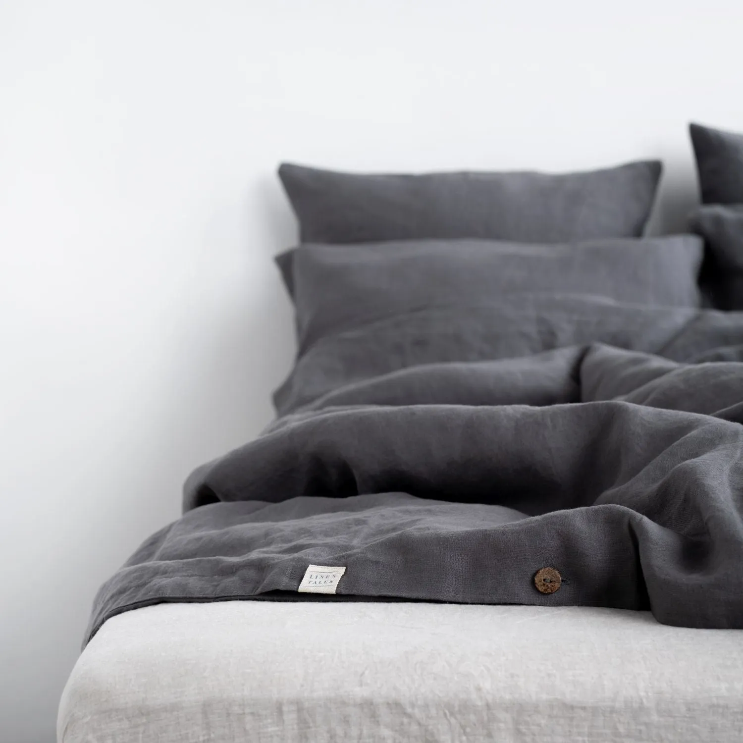 Dark Grey Linen Duvet Cover Set