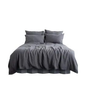 Dark Grey Linen Duvet Cover Set