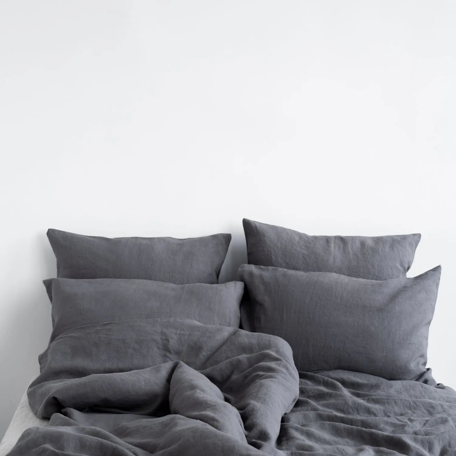 Dark Grey Linen Duvet Cover Set