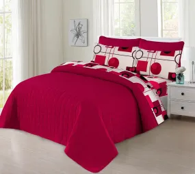 DARK  RED BEDSPREAD 6PCS