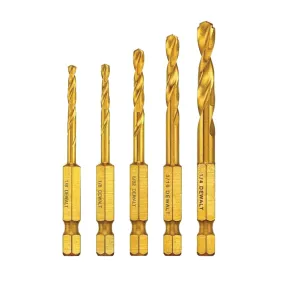 DeWALT IMPACT READY DD5155 Drill Bit Set, 5-Piece, Steel, Titanium