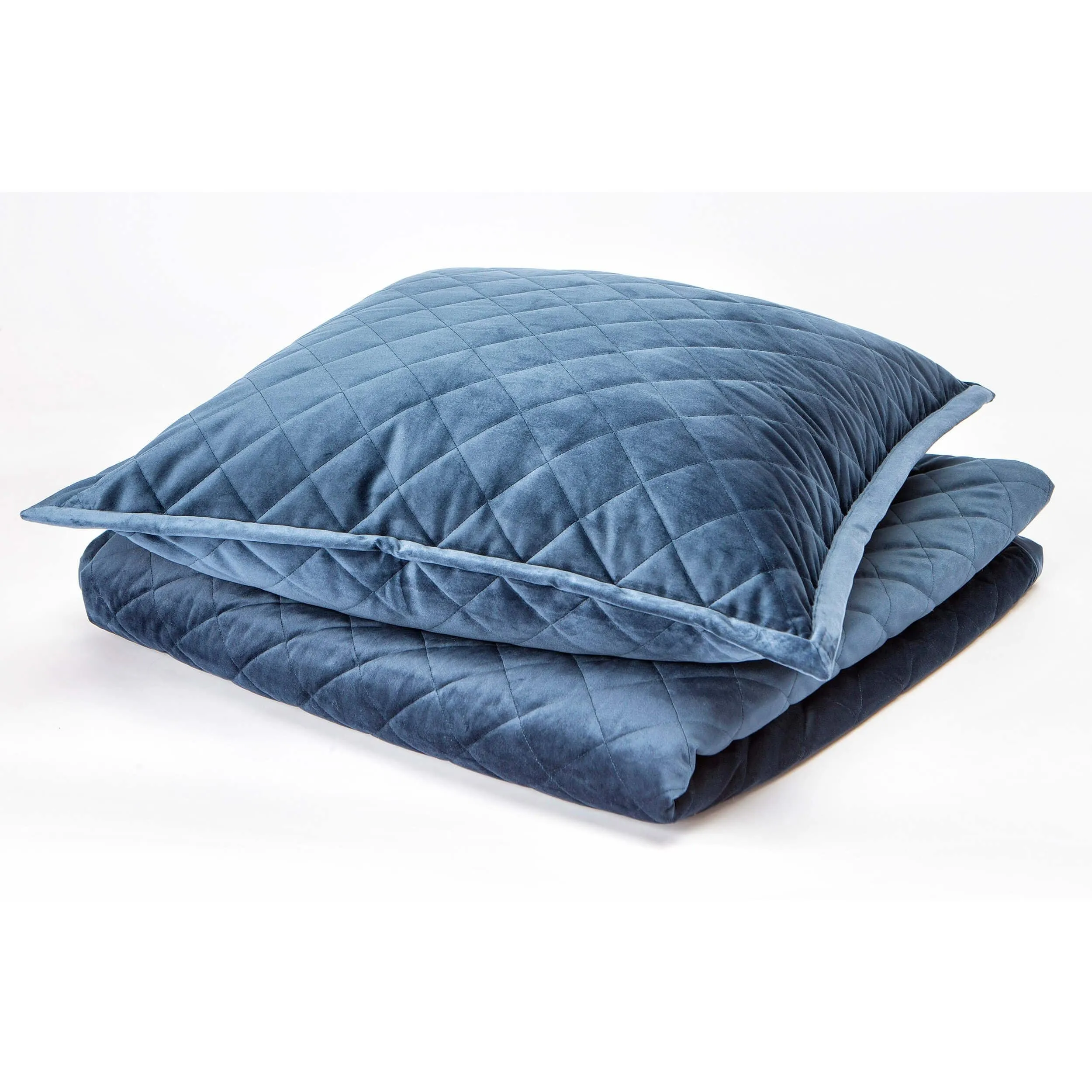 Diamond Quilted Coverlet Set, Navy Velvet