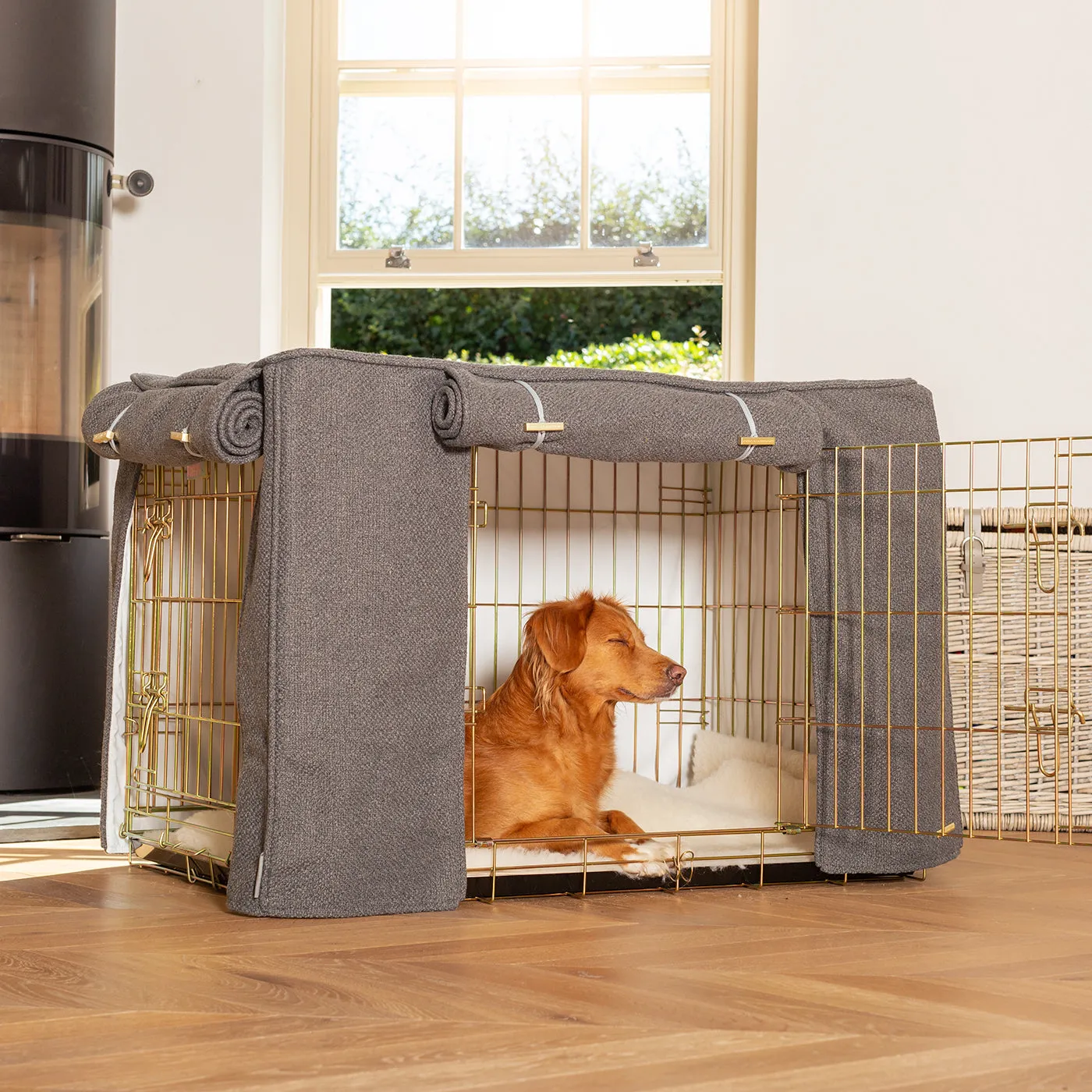 Dog Crate with Crate Cover in Essentials Herdwick Graphite by Lords & Labradors