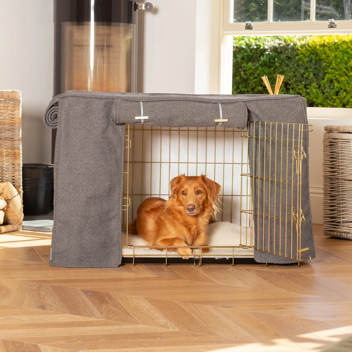 Dog Crate with Crate Cover in Essentials Herdwick Graphite by Lords & Labradors