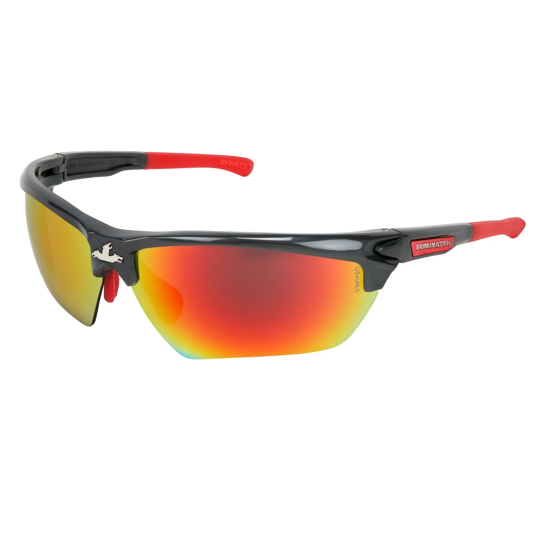 Dominator DM3 Safety Glasses / Sunglasses with Adjustable Wire Core Temples & Soft Nosepiece, ANSI Z87.1