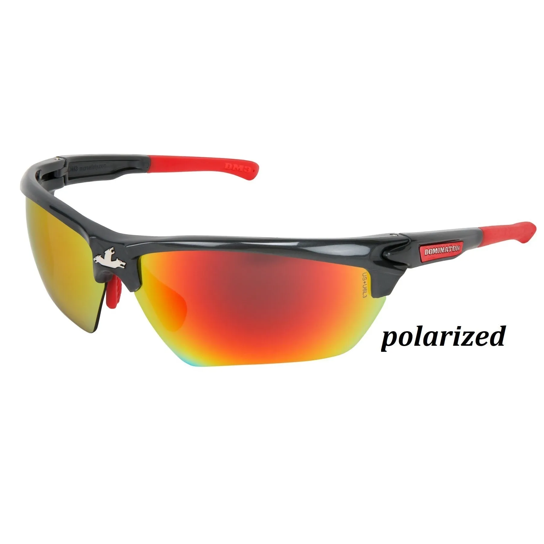 Dominator DM3 Safety Glasses / Sunglasses with Adjustable Wire Core Temples & Soft Nosepiece, ANSI Z87.1