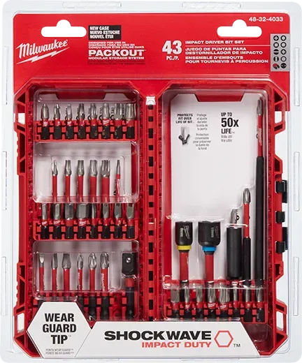 Drill Bits - Milwaukee SHOCKWAVE Impact Duty™ Driver Bit Auto Set – 43PC, 48-32-4033