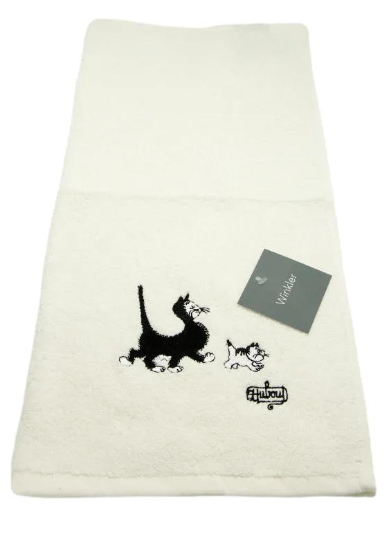 Dubout Cats Mother & Son Terry Cloth Hand Towel