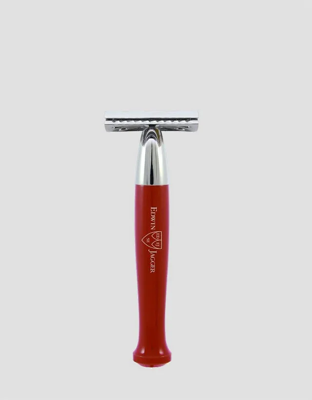 Edwin Jagger - Diffusion 72 Series - Double Edge Safety Razor, Red, Chrome Plated, Feather Blade