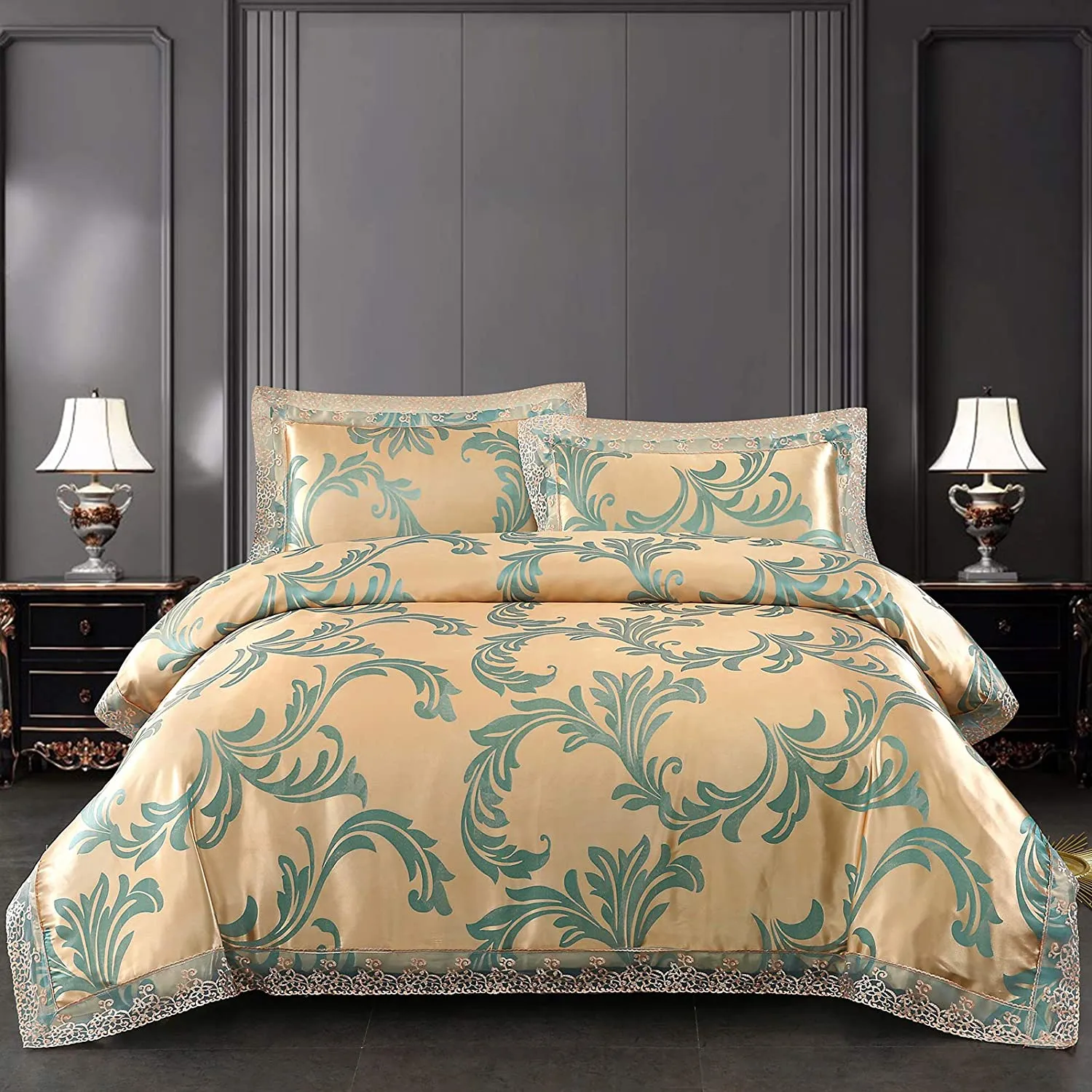 Elegant European Paisley Jacquard Weave Duvet Cover 3 Piece