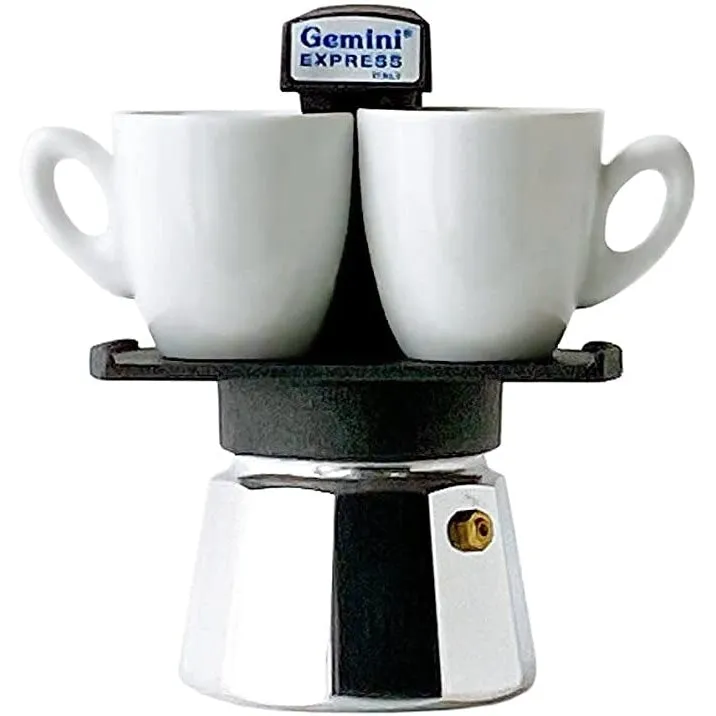 Eppicotispai - Gemini Express Espresso Maker (Black) with 2 Espresso Cups & Gift Boxed - Made in Italy