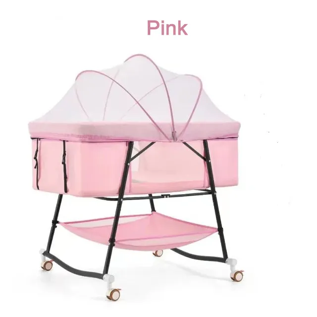 European Built-in Mosquito Net Foldable Baby Crib Infant Bed