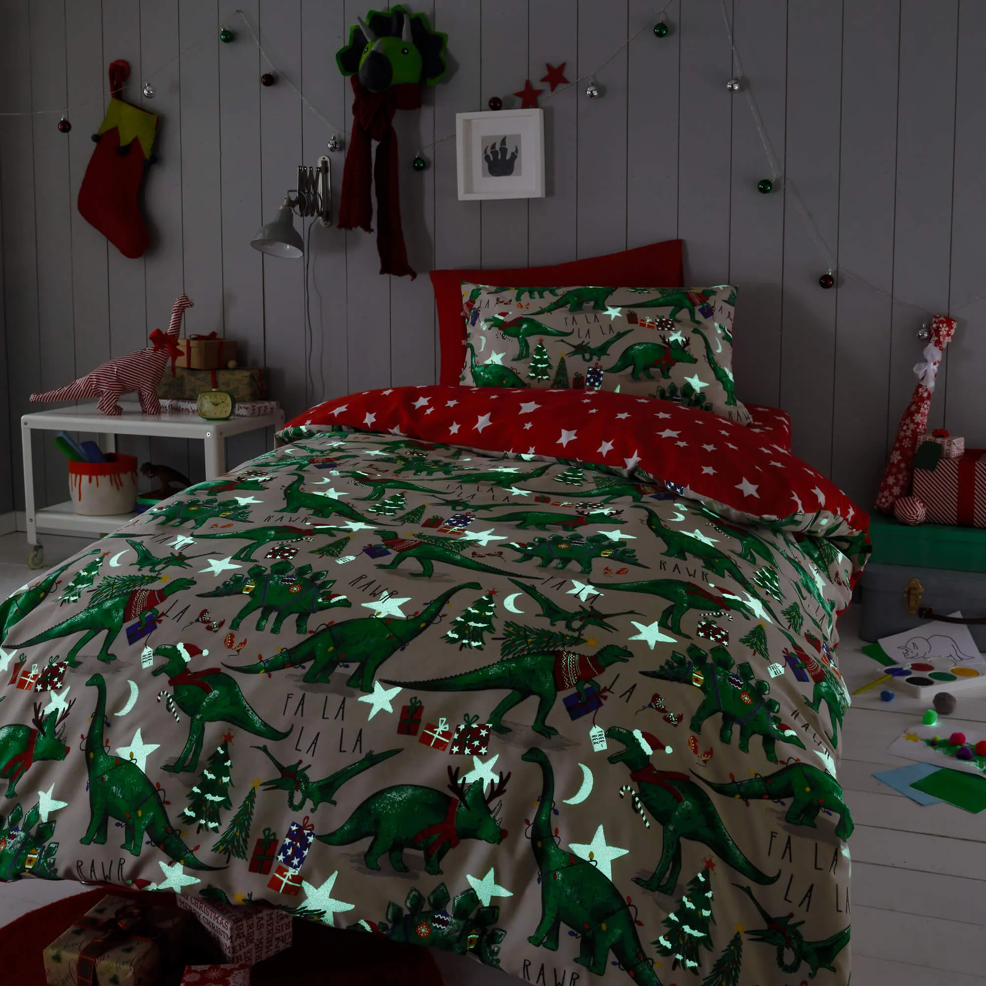 Festive Dinosaur Christmas Bedding