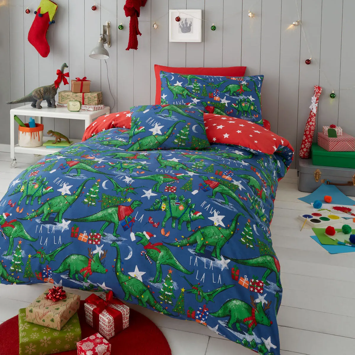 Festive Dinosaur Christmas Bedding