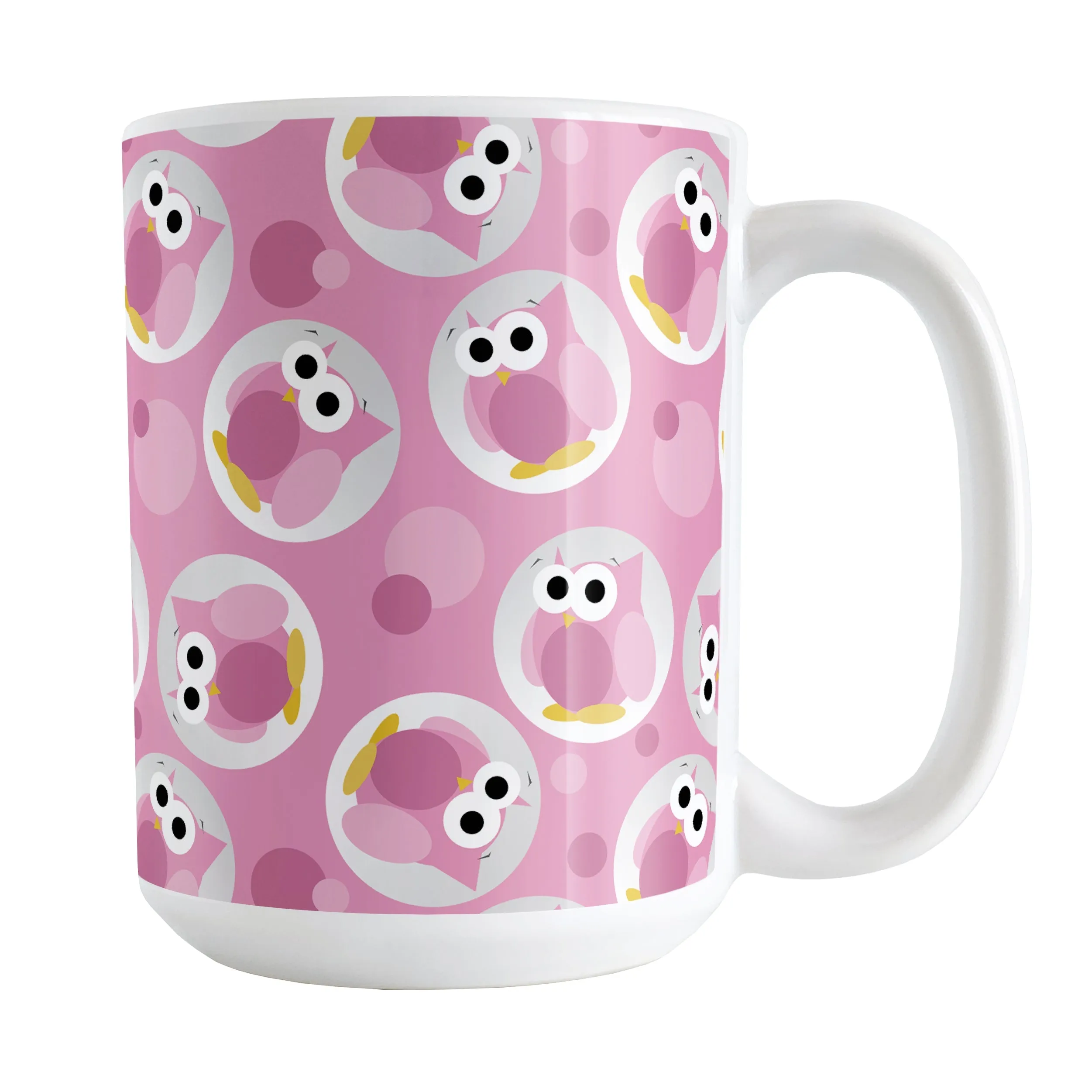 Funny Cute Pink Owl Pattern Mug