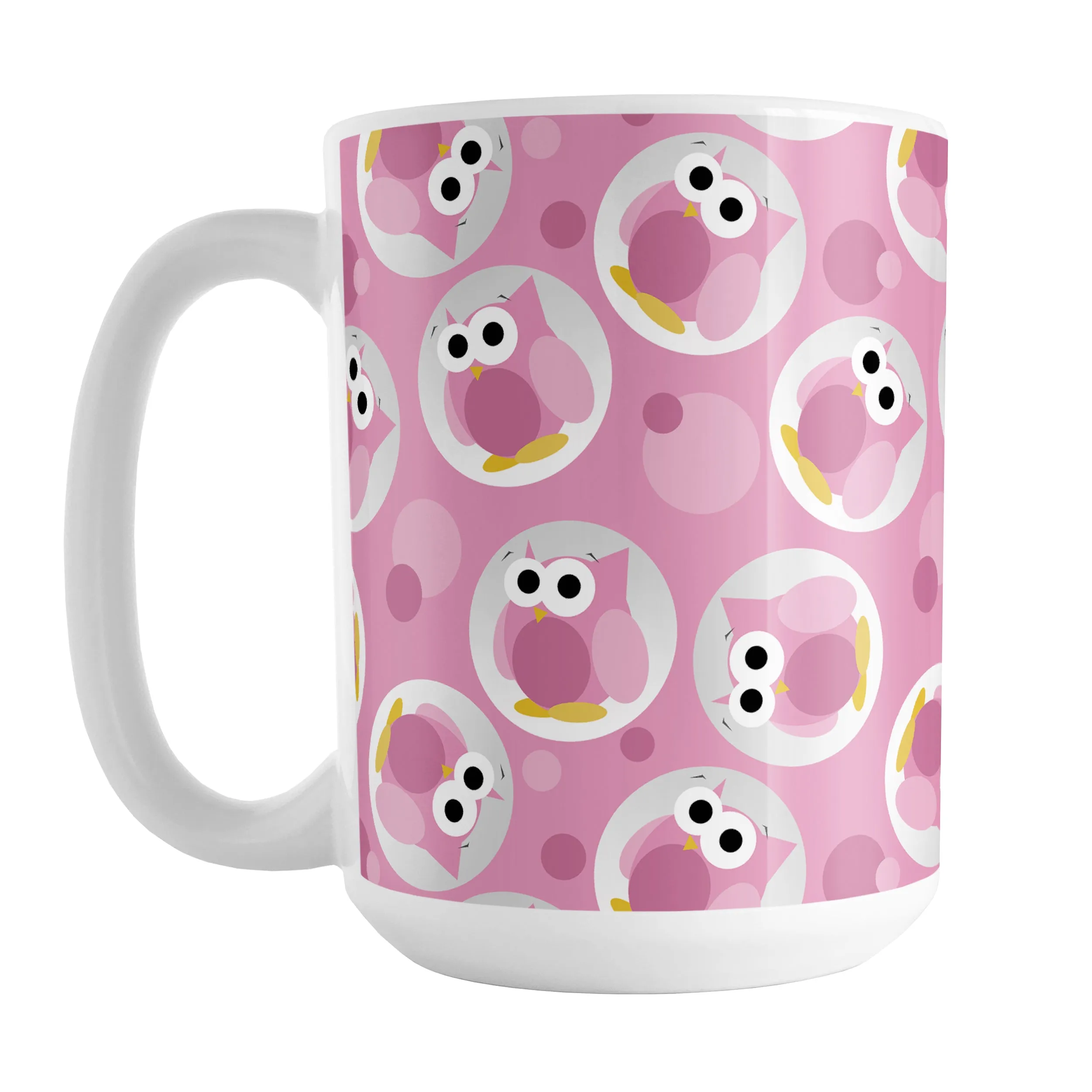 Funny Cute Pink Owl Pattern Mug