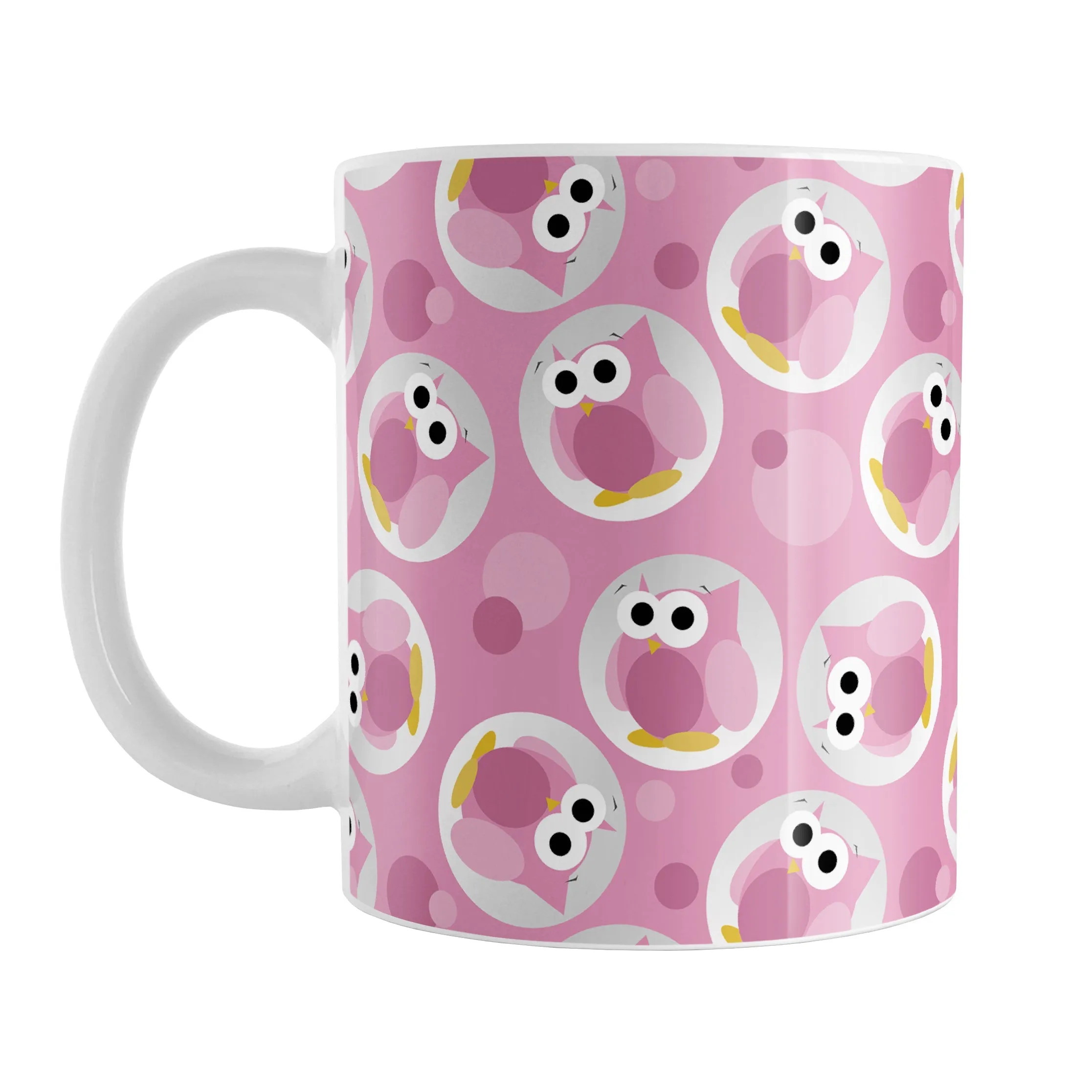 Funny Cute Pink Owl Pattern Mug