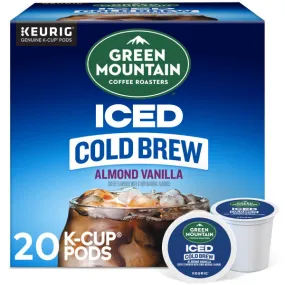 Green Mountain Coffee Roasters Almond Vanilla Iced Cold Brew Coffee, Single Serve Keurig K-Cup Pods, 20-Count Box