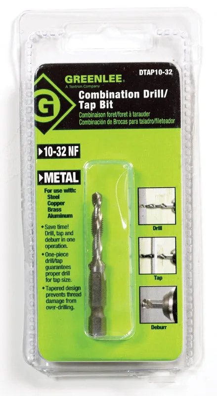 GREENLEE High Speed Steel Drill and Tap Bit 10-32 1 pc