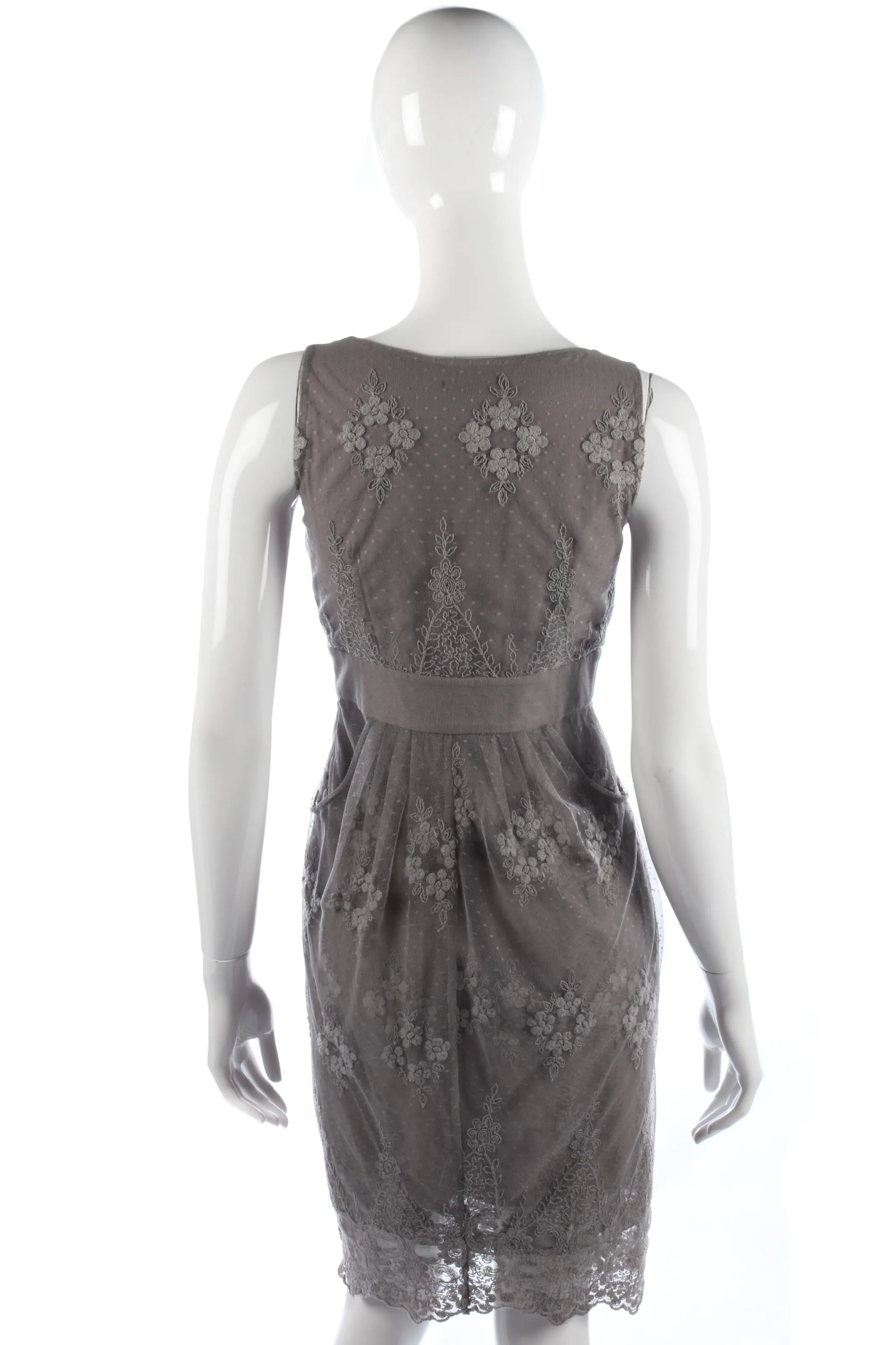 Grey lace and net cocktail dress size S