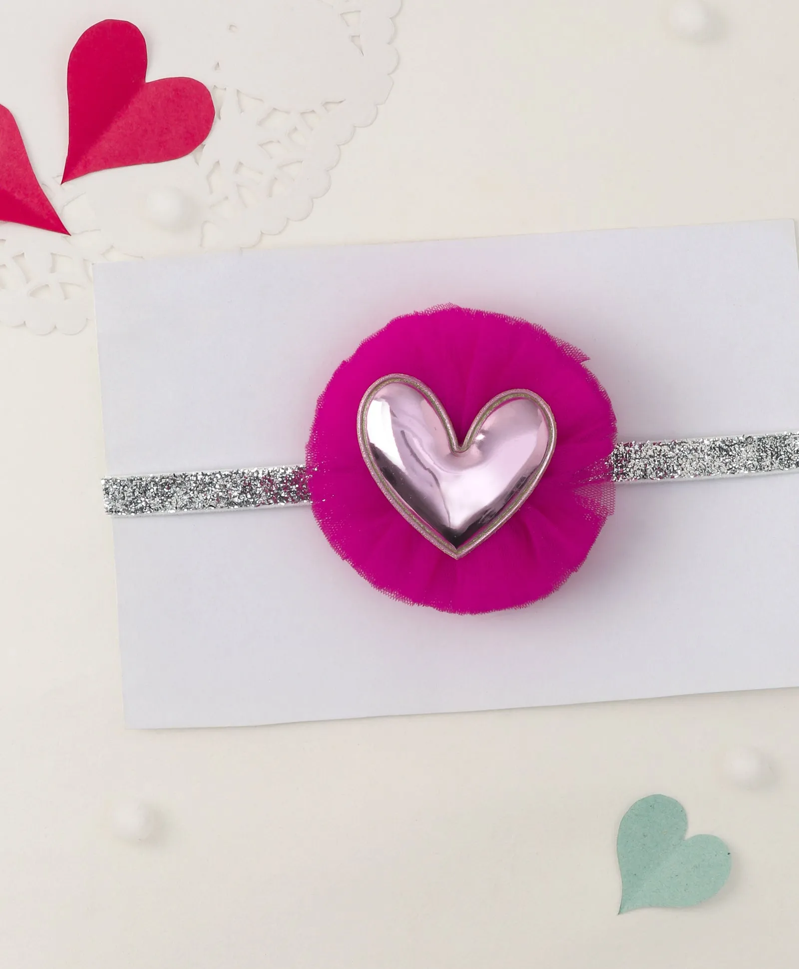 Heart Applique Headband - Dark Pink