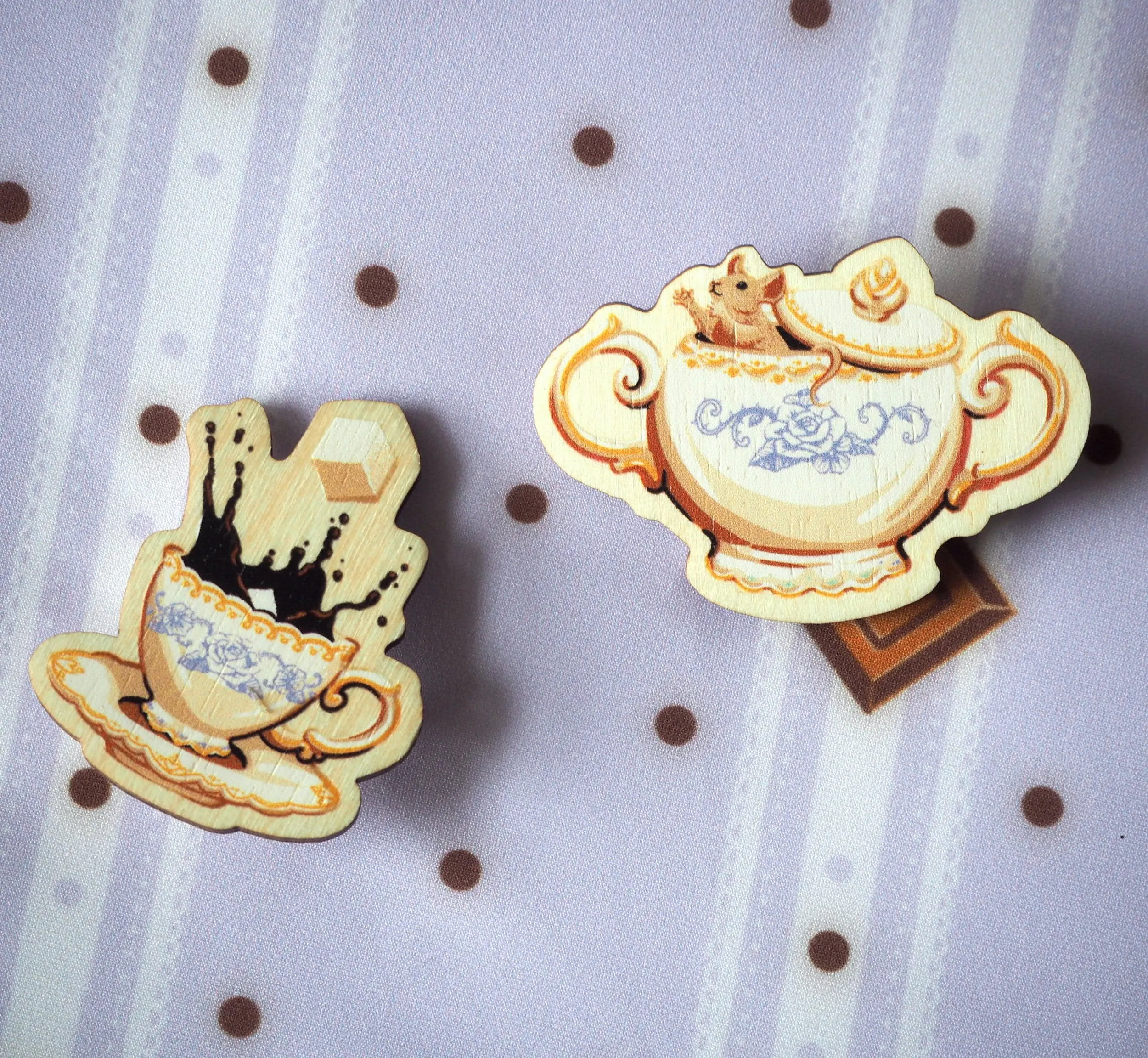 Instant Shipping! Sugar Pot and Cup Pin Set (3 Colors)