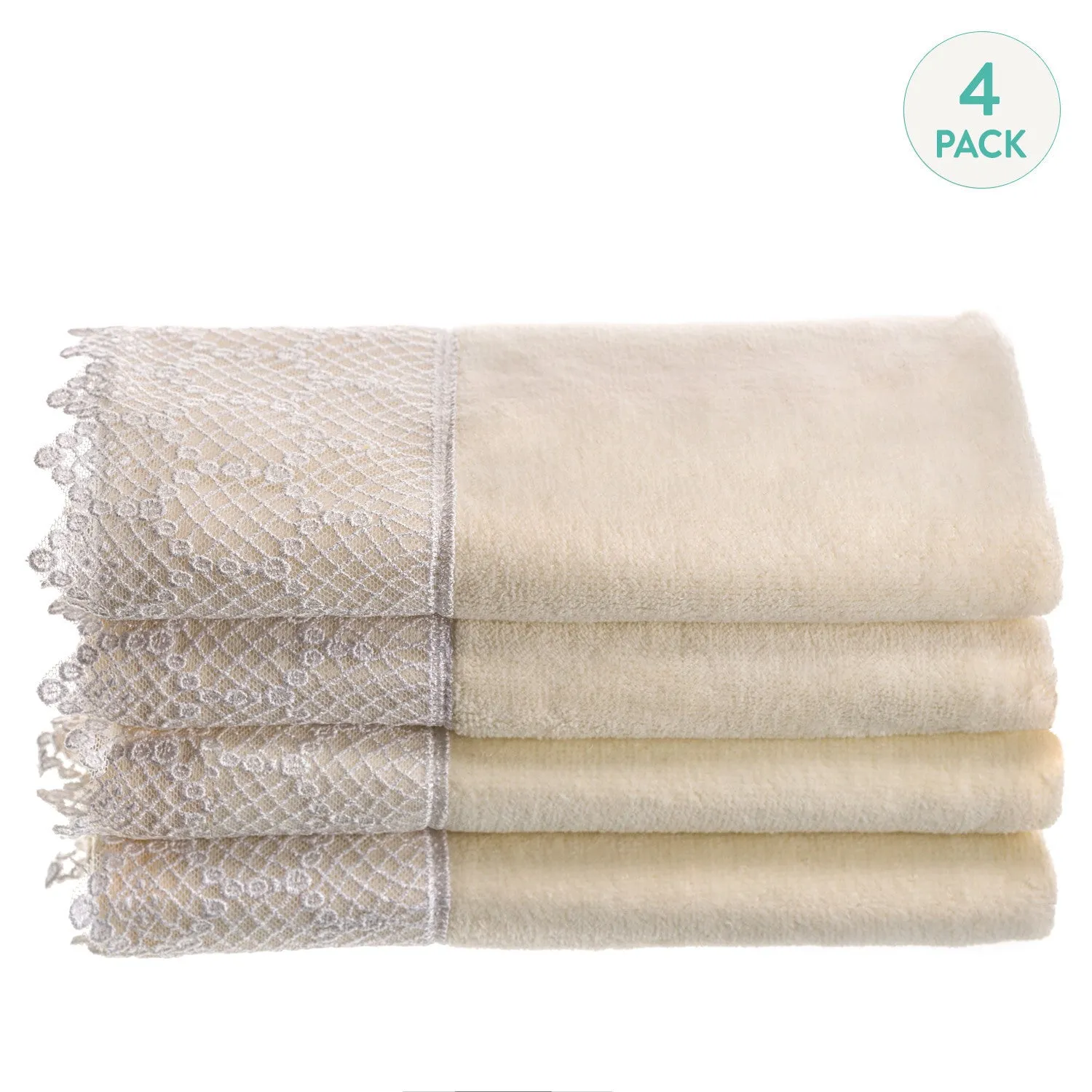 Ivory Lace Towels - Set of 4  (Wholesale)