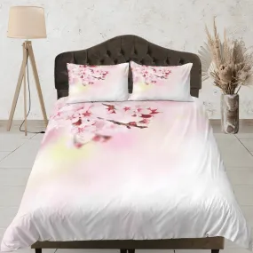 Japanese cherry blossom bedding floral prints duvet cover queen, king boho bedding designer bedspread minimalist full size bedding aesthetic