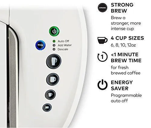 Keurig K-Select Coffee Maker, Single Serve K-Cup Pod Coffee Brewer, With Strength Control and Hot Water On Demand, Matte White