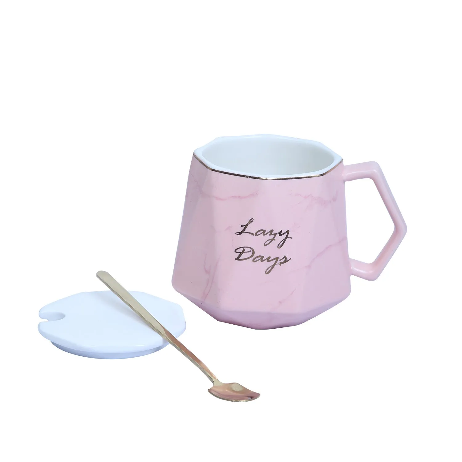 Lazy Day Ceramic Coffee & Tea Mug with Lid & Spoon