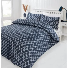 Lewis's Deco Duvet Set - Navy Blue