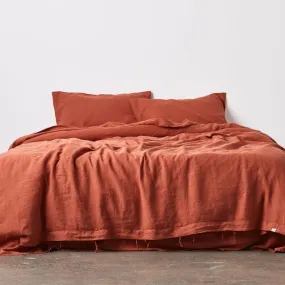 Linen Bedding Duvet Cover | 3 Pc Set | Rust Orange