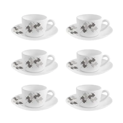 Liner Glaze  Cup & Saucer Set, 6 Pcs