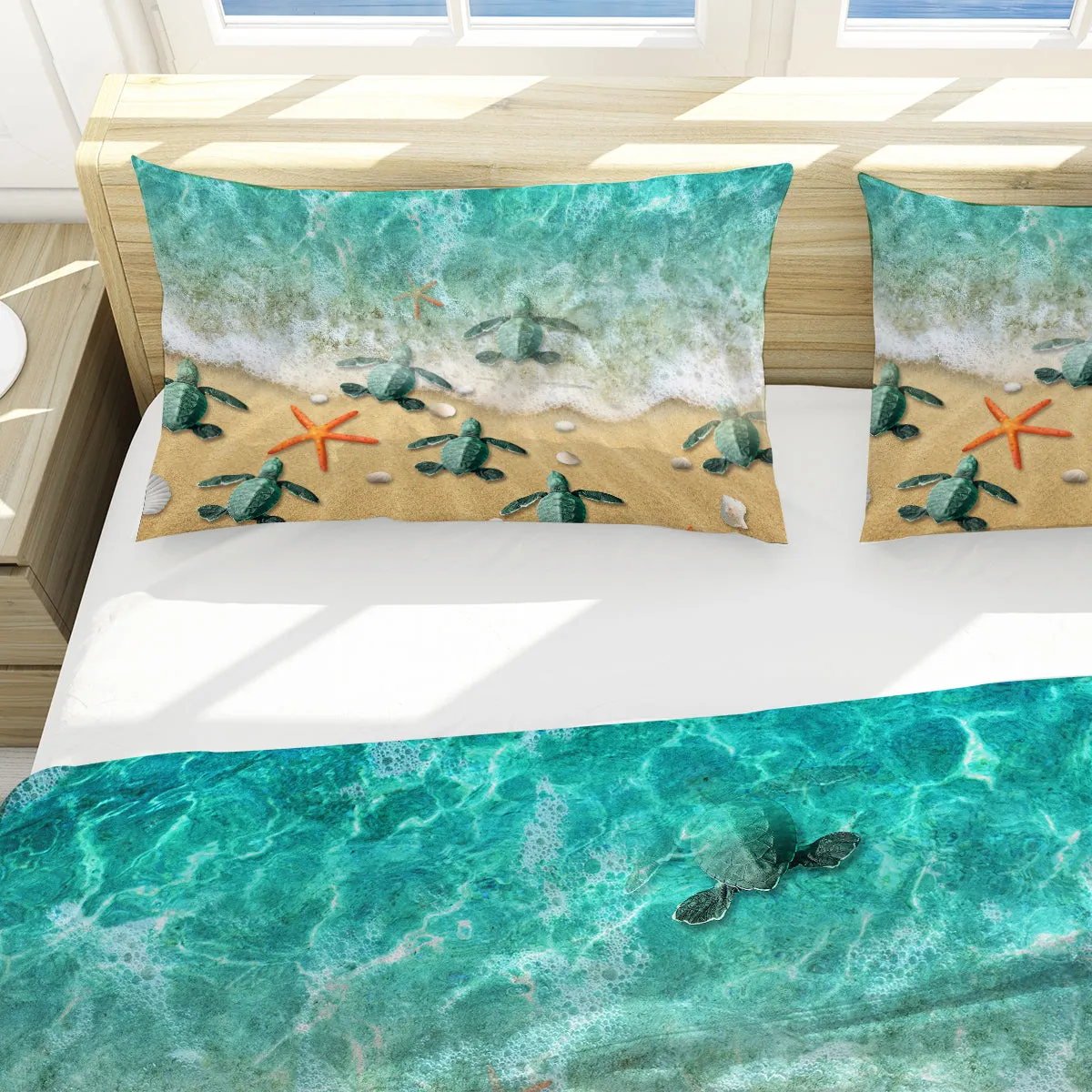 Little Sea Turtles Reversible Bedcover Set