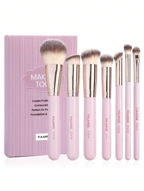 MAANGE 7pcs Makeup Brushes Set With Large, Medium And Small Foundation Brushes Eyeshadow Brushes Swoosh Brushes Nose Shadow Brushes Concealer Brushes Makeup Tools,Brush Set For Travel,Gifts For Women