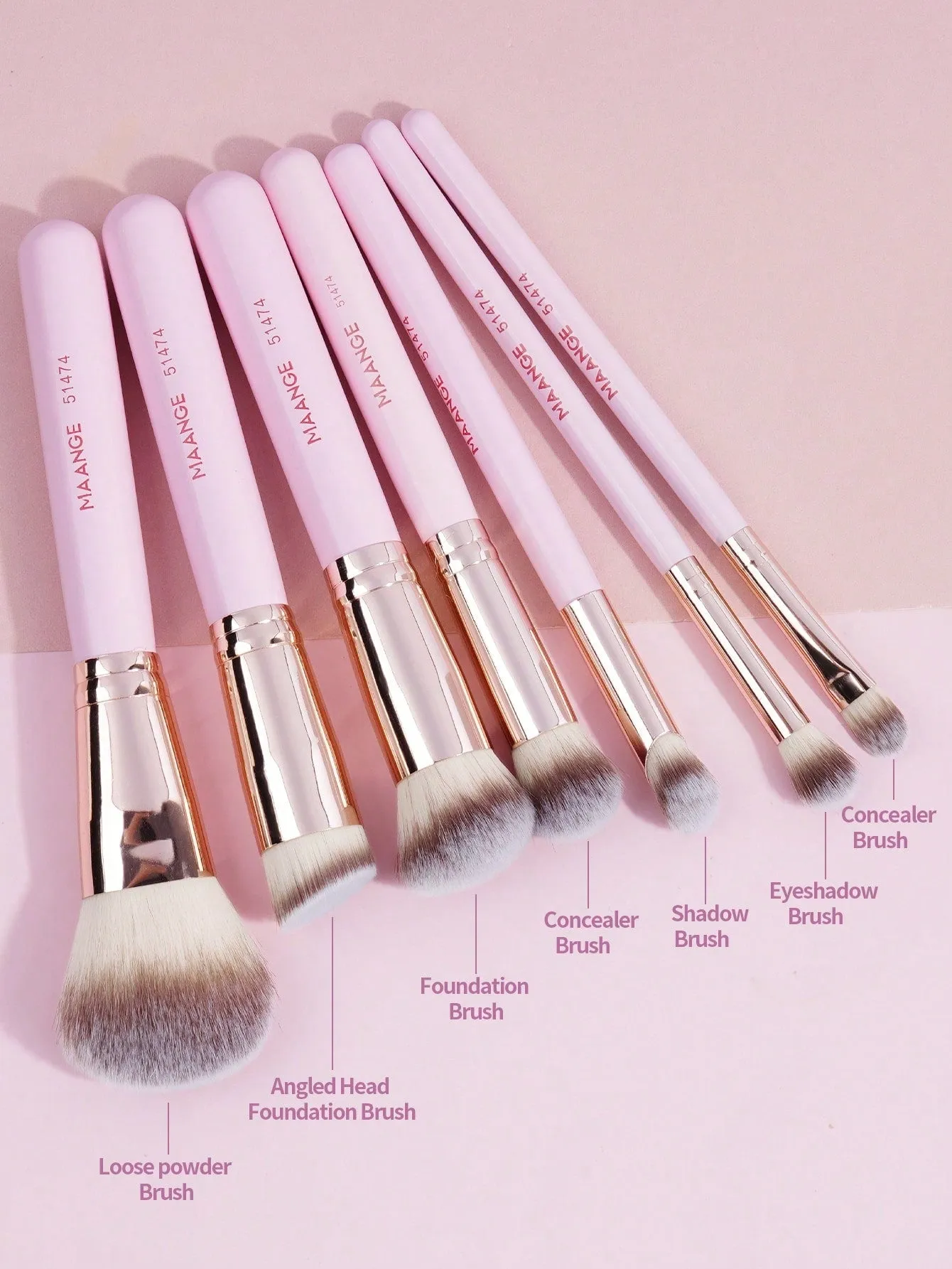 MAANGE 7pcs Makeup Brushes Set With Large, Medium And Small Foundation Brushes Eyeshadow Brushes Swoosh Brushes Nose Shadow Brushes Concealer Brushes Makeup Tools,Brush Set For Travel,Gifts For Women