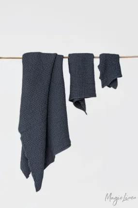 Magic Linen - Waffle Towels in Dark Grey