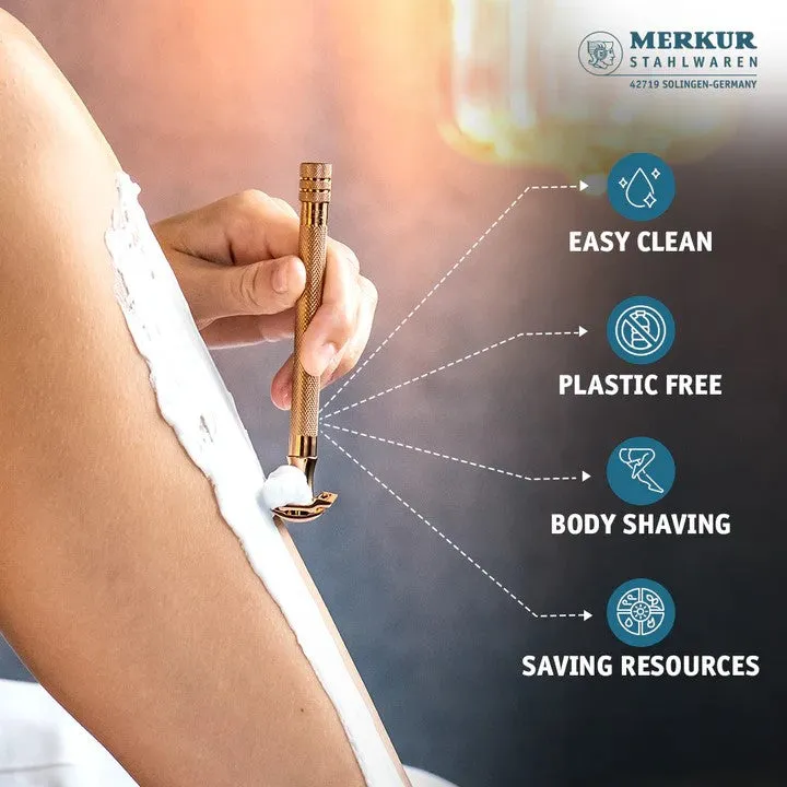 Merkur - 24 Extra Long Handle Safety Razor - Rose Gold