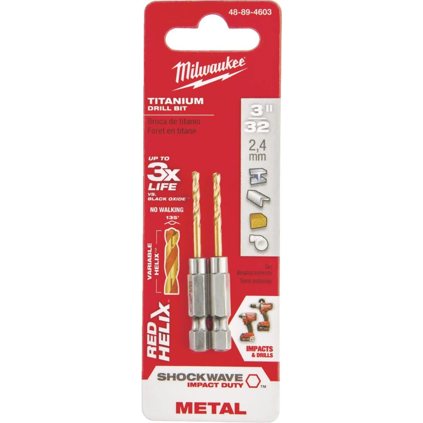 Milwaukee Shockwave Impact Duty 3/32 In. Titanium Hex Shank Drill Bit